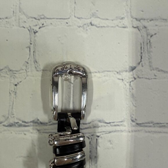 Brighton Belt Women Medium Large Black Silver Buckle Preppy Minimalist Golf - Picture 7 of 13